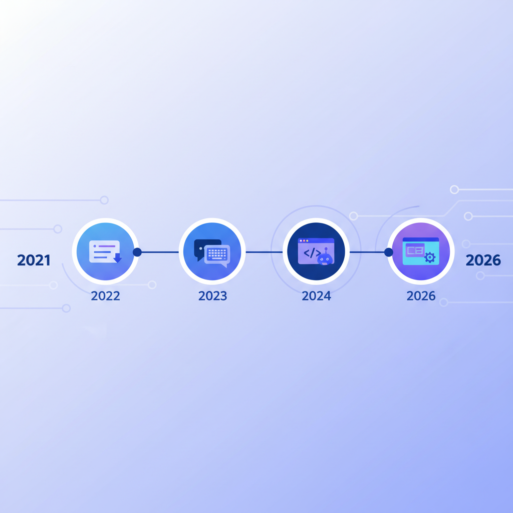 Timeline showing the evolution of AI coding tools from plugins to desktop apps