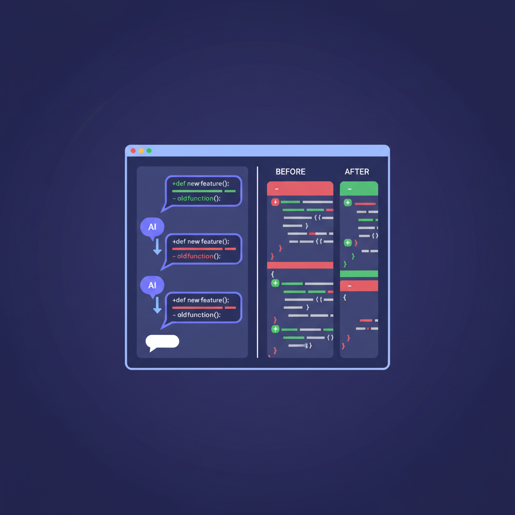SuperBuilder showing per-turn git diffs in a Claude Code conversation