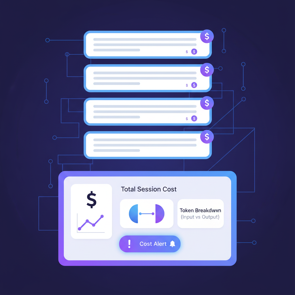 Cost tracking showing per-message and cumulative costs